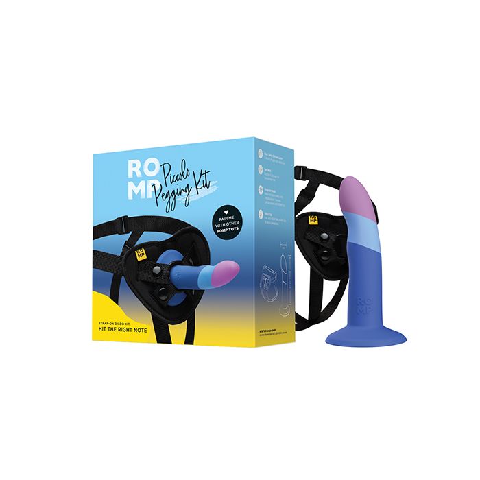 ROMP Piccolo 3 Color 5.5" Dildo Pegging Kit - Blue